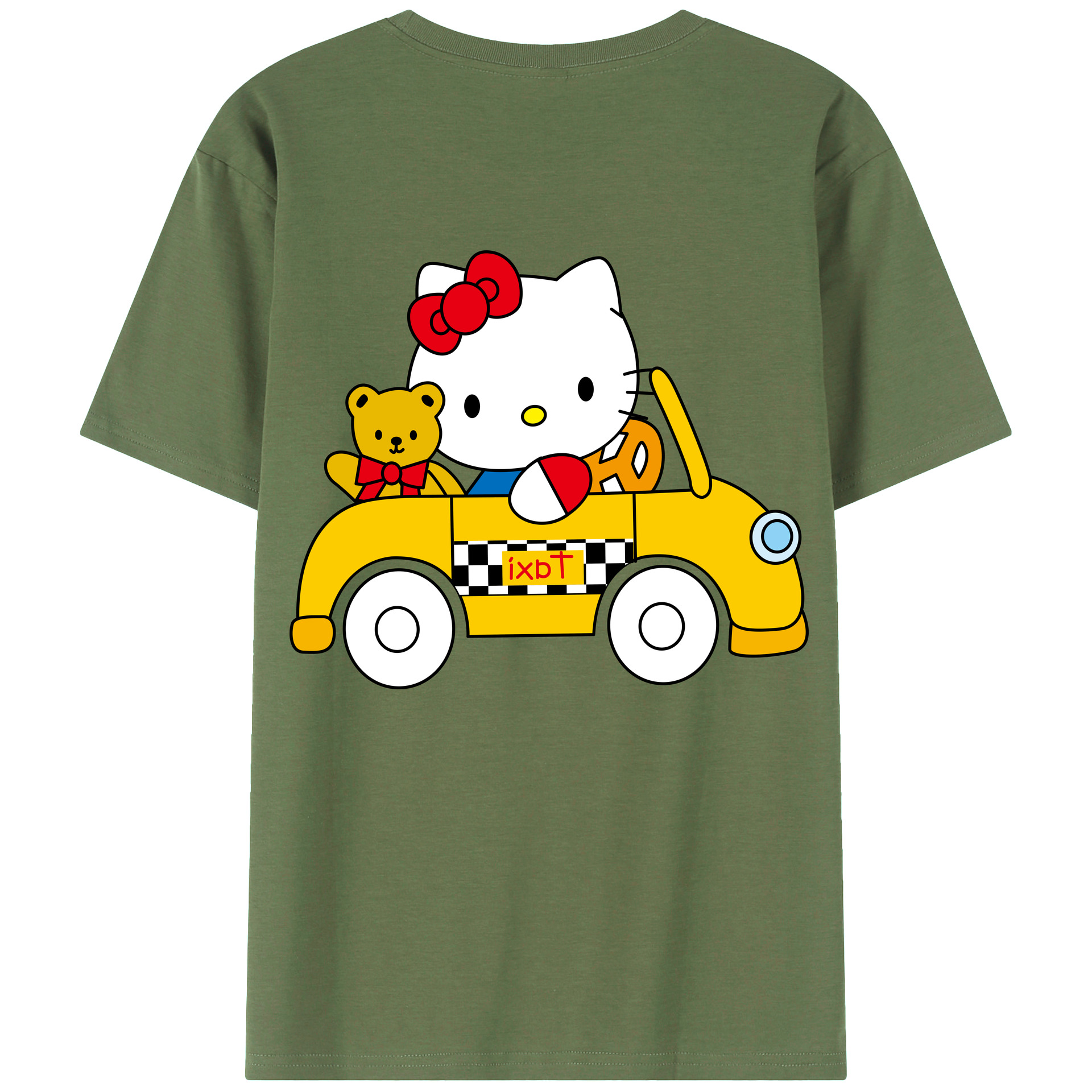 （画像用） Hello Kitty ハローキティ 綿100％ メンズ半袖Tシャツ（バックプリント） 通気性